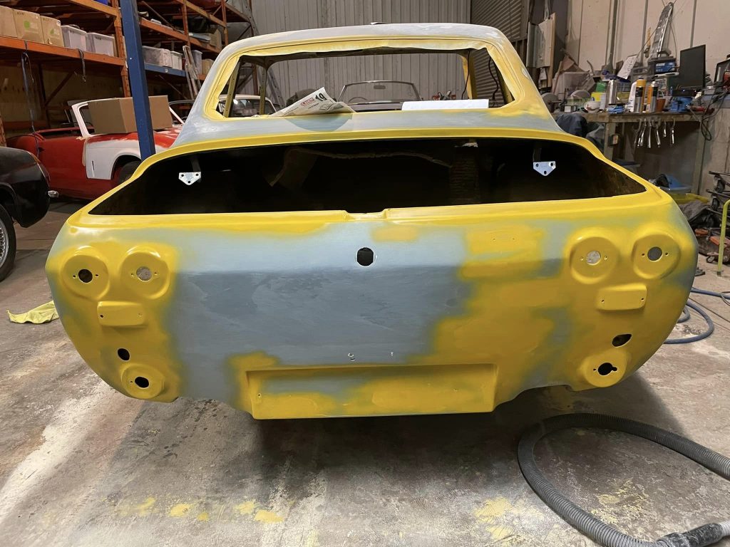 rear of scimitar with filler primer